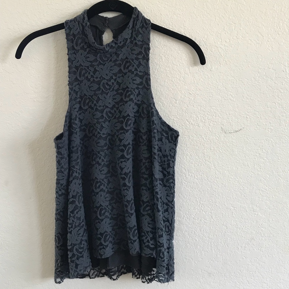 Hollister Lace Grayish- Blue Top